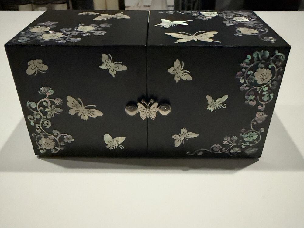 Korean Traditional Mother of Pearl Double Jewelry Box BUTTERFLY Special Gift